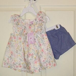 Tommy Bahama Floral Top and Blue Shorts Set